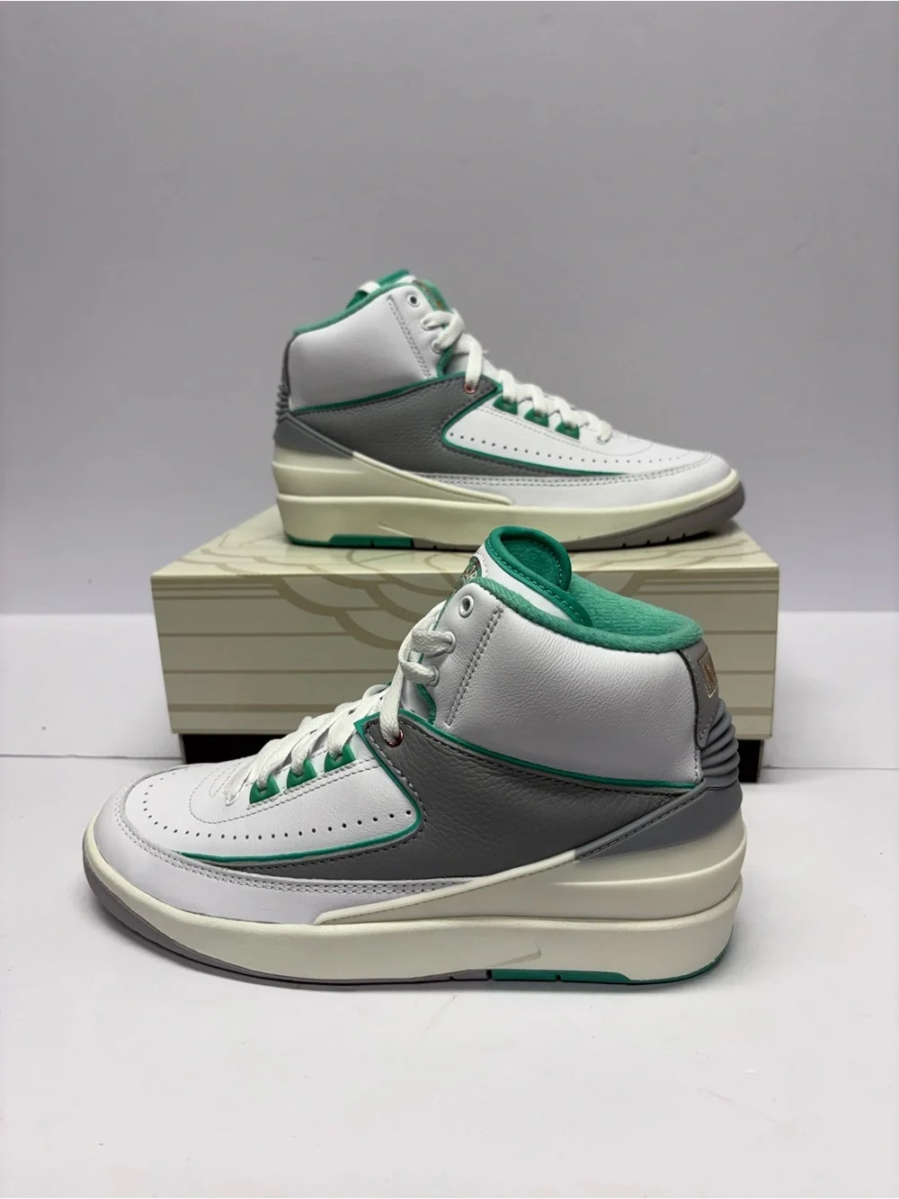 Jordan High-Top Sneakers in White, Gray and Green